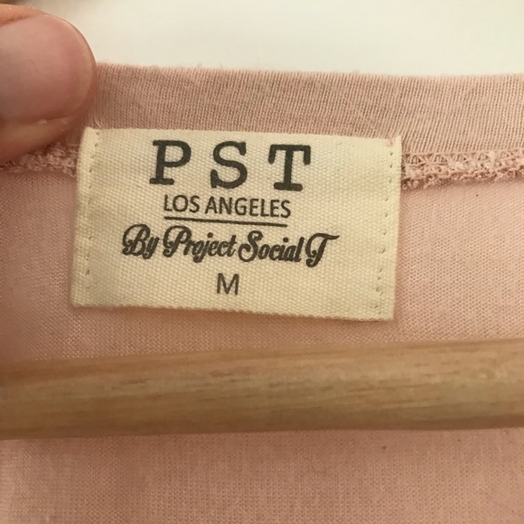 Project Social T pink graphic tee with desert landscape and neckline cut out - Picture 2 of 8